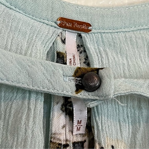 Free People Floral Mint Green Tree Swing Trapeze Sleeveless Tunic Dress Medium - Picture 6 of 10